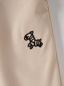 SHEIN 青少年男孩馬繡斜口口袋錐形褲