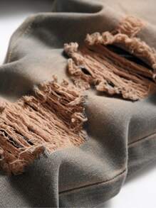 Men Cotton Star Patched Ripped Jeans - Light Wash - View 3