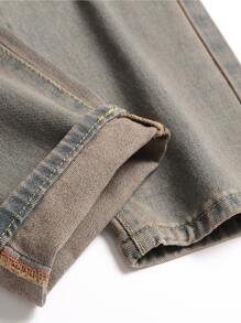 Men Cotton Star Patched Ripped Jeans - Light Wash - View 4