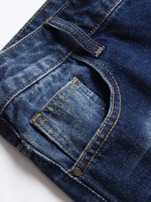 Men  Ripped Cat Whisker Jeans - Dark Wash - View 3