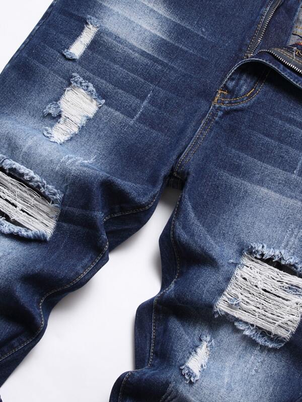 Men Cotton Ripped Cat Whisker Jeans SHEIN USA