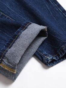 Men  Ripped Cat Whisker Jeans - Dark Wash - View 5