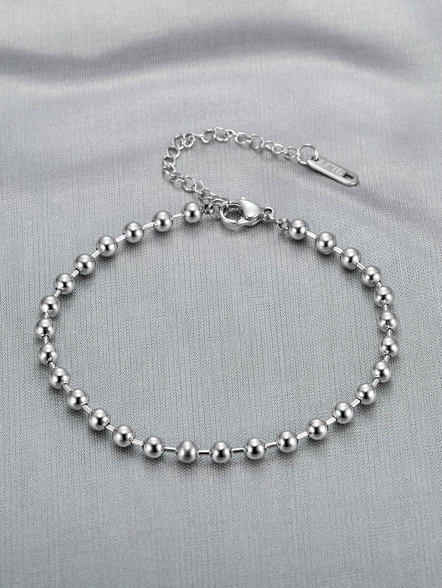 MONALLY 18K镀金简约时尚单件珠链手链，女士不锈钢饰品，闺蜜礼物，日常装饰 - 銀色 - 查看 1