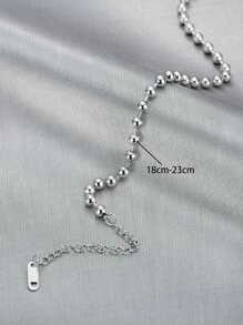 MONALLY 18K镀金简约时尚单件珠链手链，女士不锈钢饰品，闺蜜礼物，日常装饰 - 銀色 - 查看 4