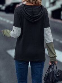 SHEIN LUNE 撞色抽繩連帽衫 - 彩色 - 查看 2