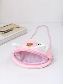 Girls Cartoon Unicorn Design Fuzzy Novelty Bag - White - View 4