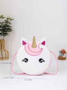 Girls Cartoon Unicorn Design Fuzzy Novelty Bag - White - View 5