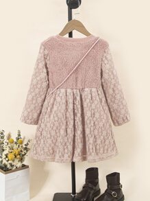 Toddler Girls Solid Fuzzy Dress & Bag - Dusty Pink - View 2