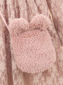 Toddler Girls Solid Fuzzy Dress & Bag - Dusty Pink - View 4