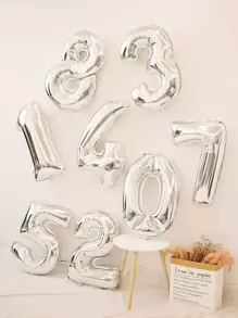 1 quả bóng bay số bằng giấy bạc màu bạc, đường kính 40 inch, bóng bay số lớn bằng polyester (0-9), bóng trang trí, có thể tái sử dụng, thích hợp cho trang trí sinh nhật, trang trí tiệc, kỷ niệm, trang trí phòng, kỷ niệm ngày cưới và đồ dùng tiệc tùng. - Bạc - Xem 2
