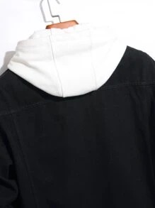 Manfinity Men Flap Pocket Denim Jacket Without Hoodie - Black - View 6