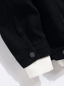 Manfinity Men Flap Pocket Denim Jacket Without Hoodie - Black - View 7