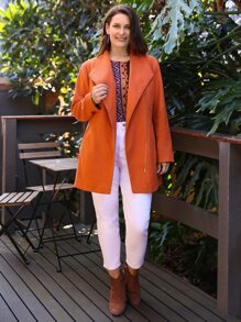 EMERY ROSE 大碼拉鏈開襟斜口袋花呢外套