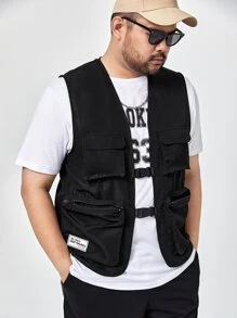 Manfinity Áo khoác Nam Túi Dây kéo màu trơn Giải trí - màu đen - Xem 4