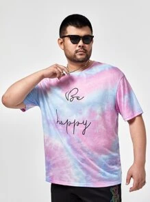 GENTILAND Men Plus Tie Dye Letter Graphic Tee - Multicolor - View 3