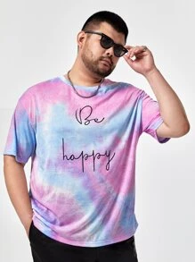 GENTILAND Men Plus Tie Dye Letter Graphic Tee - Multicolor - View 5