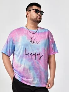 GENTILAND Men Plus Tie Dye Letter Graphic Tee - Multicolor - View 7