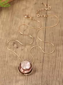 1件女士吊坠项链，时尚波西米亚卡其色简约几何三环设计，适合日常佩戴、派对、节日、情人节、生日、母亲节等场合，可作为珠宝配饰或礼物。 - 彩色 - 查看 4