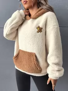 Muchica Quần áo thể thao nữ Thêu Túi Khối Màu Lá thư Giải trí - màu nâu - Xem 7