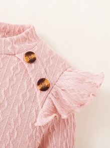 Toddler Girls Solid Ruffle Trim Dress - Pink - View 6