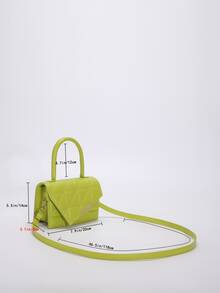 迷你熒光綠衍縫翻蓋方包 - 綠色 - 查看 3