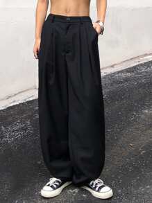 Manfinity Hypemode Quần ống rộng màu trơn cho nam - màu đen - Xem 3