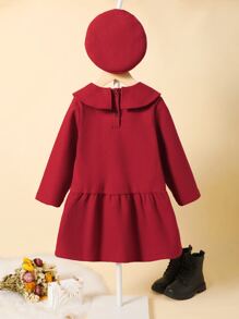 Vestido bajo fruncido con lazo delantero sin sombrero - Rojo - Ver 2