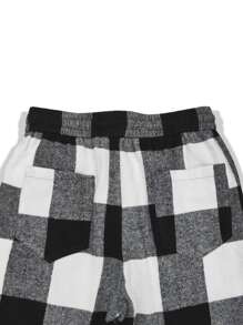 Manfinity EMRG Men Drawstring Waist Gingham Trousers - Black and White - View 4