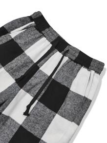 Manfinity EMRG Men Drawstring Waist Gingham Trousers - Black and White - View 5