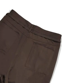Manfinity Hombres Pantalones de pierna ancha con fruncido - Marrón Chocolate - Ver 5