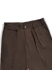 Manfinity Hombres Pantalones de pierna ancha con fruncido - Marrón Chocolate - Ver 8
