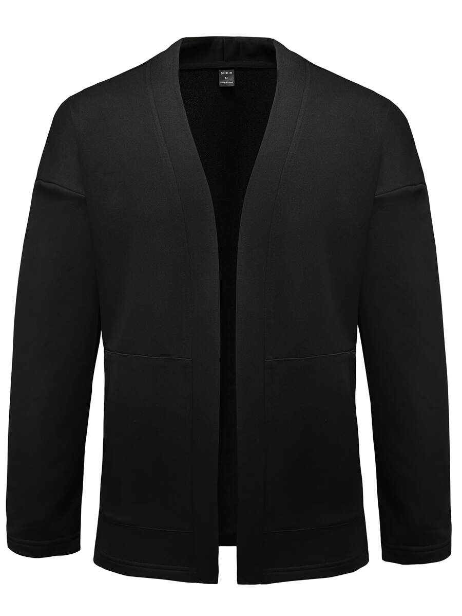 Manfinity Áo khoác Nam màu trơn Giải trí - màu đen - Xem 1