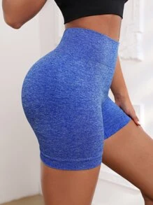 Yoga Basic 段染寬腰帶運動短褲 - 藍色 - 查看 5