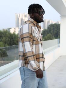 Manfinity Men Plus 1pc Plaid Print Flap Pocket Shirt - Multicolor - View 6