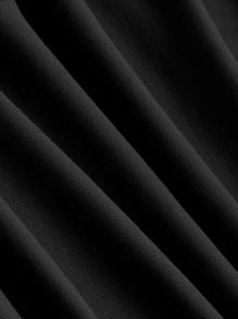 SHEIN BAE 抽繩褶邊緊身洋裝 - 黑色 - 查看 4