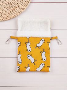 1pc New Pet Hammock, Plush Hamster Nest - Yellow - View 3