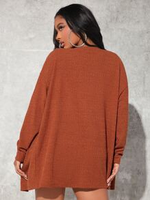 SHEIN SXY 落肩袖開門襟外套和抹胸上衣和半身裙 - 鏽棕色 - 查看 2