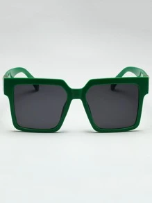 1 Pair Of Unisex PC Square Frame Sunglasses, Fashionable And Decorative Eyewear, Suitable For Daily Travel And Play - Green - View 2
