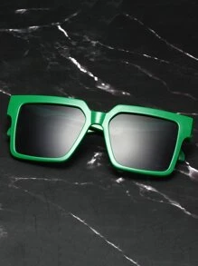 1 Pair Of Unisex PC Square Frame Sunglasses, Fashionable And Decorative Eyewear, Suitable For Daily Travel And Play - Green - View 4