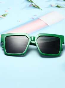 1 Pair Of Unisex PC Square Frame Sunglasses, Fashionable And Decorative Eyewear, Suitable For Daily Travel And Play - Green - View 5