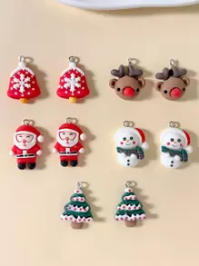 10pcs Random Christmas Santa Claus & Tree DIY Pendant - Multicolor - View 1