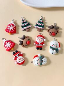 10pcs Random Christmas Santa Claus & Tree DIY Pendant - Multicolor - View 2