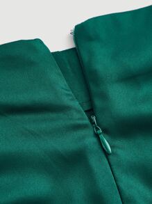 SHEIN BAE 垂褶領高衩吊帶連衣裙 - 墨綠色 - 查看 3