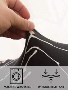 1pc Floral Print Stretchy Chair Slipcover - Black - View 3