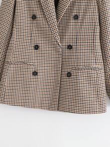 Double Breasted Plaid Blazer Fall Cloth For Women - Khaki - View 5