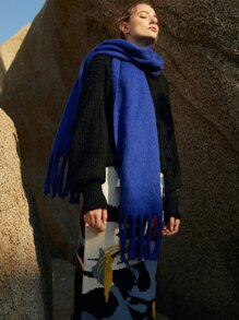 MOTF PREMIUM FRINGE TRIM SCARF - Royal Blue - View 2