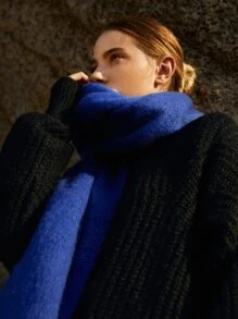 MOTF PREMIUM FRINGE TRIM SCARF - Royal Blue - View 3