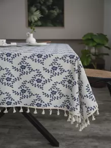Bubaba 1 pieza Mantel rectangular con estampado floral Bubaba, decoración de mesa de estilo vintage, rústico y bohemio, adecuado para comedor, cocina, dormitorio, sala de estar, fiesta, boda, celebración festiva, cafetería