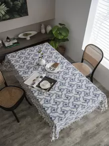 Bubaba 1 pieza Mantel rectangular con estampado floral Bubaba, decoración de mesa de estilo vintage, rústico y bohemio, adecuado para comedor, cocina, dormitorio, sala de estar, fiesta, boda, celebración festiva, cafetería