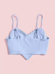 SHEIN ICON Pearls Trim Asymmetrical Hem Cami Top - Baby Blue - View 2